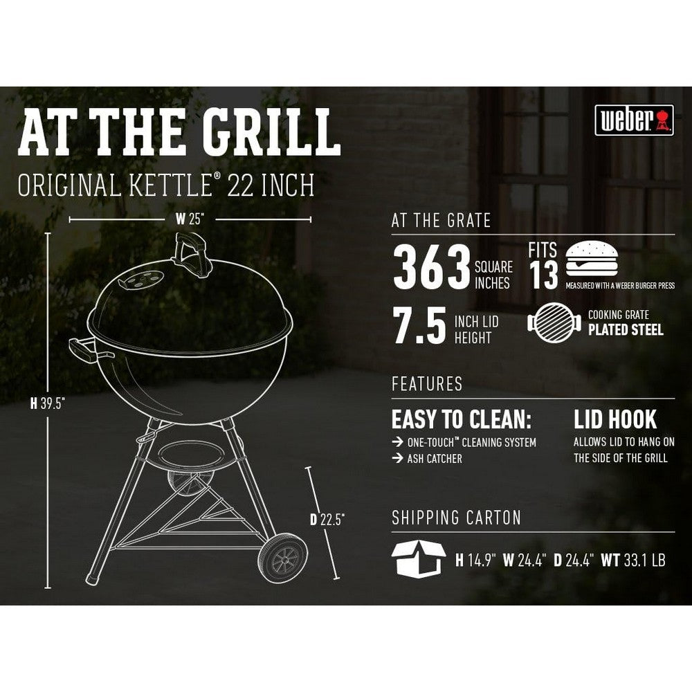 Weber 22 inch Original Kettle Premium Charcoal Grill Green