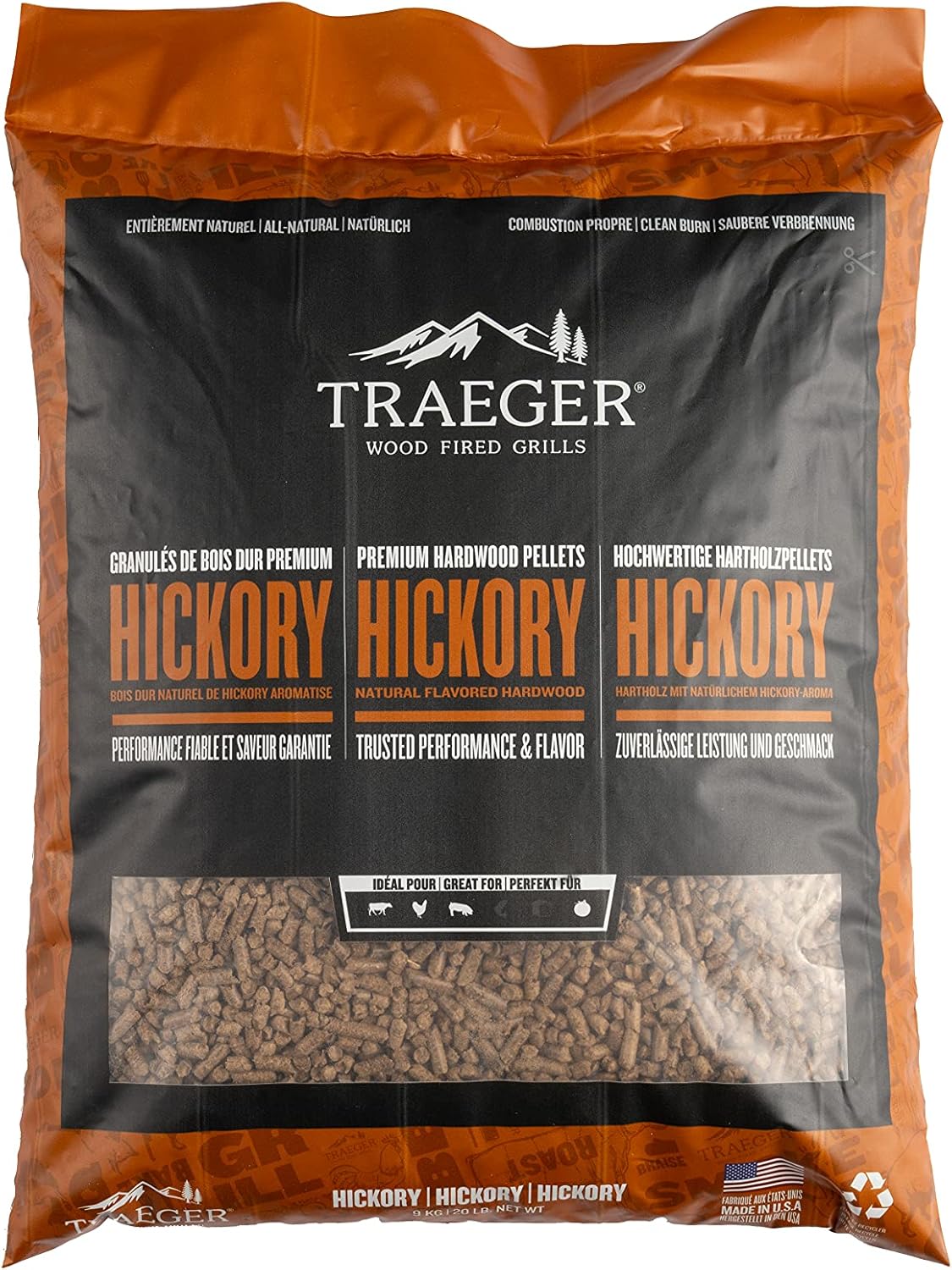 Traeger Hickory Bbq Wood Pellets 20Lb Bag