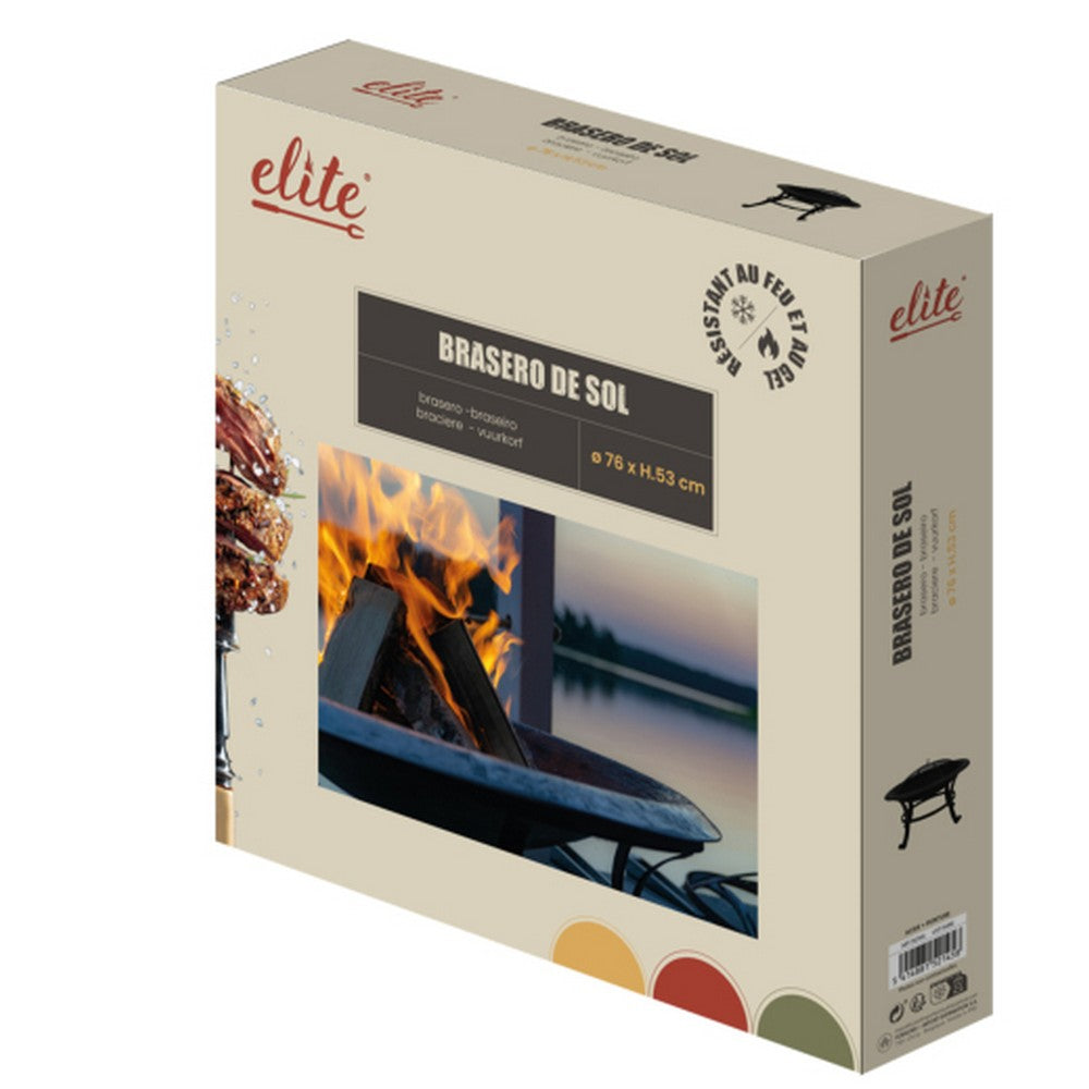 Elite Fire Pit with Lid & Poker D76Cm x H53 cm