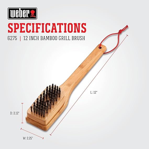 Weber Bamboo Grill Brush Black & Silver 30cm