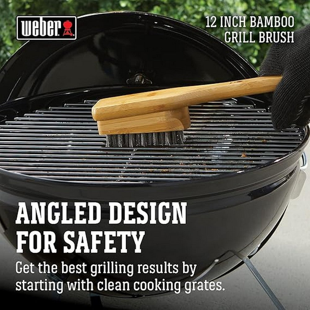 Weber Bamboo Grill Brush Black & Silver 30cm