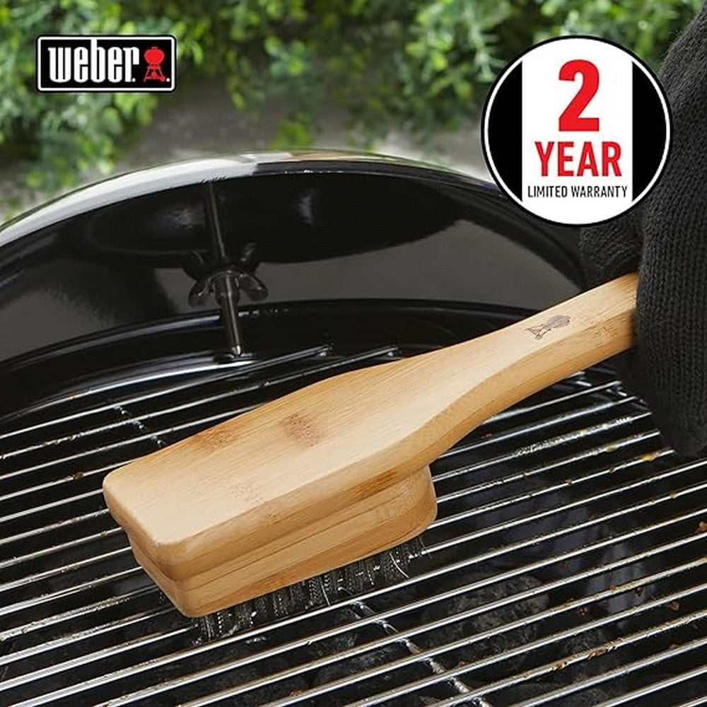 Weber Bamboo Grill Brush Black & Silver 30cm