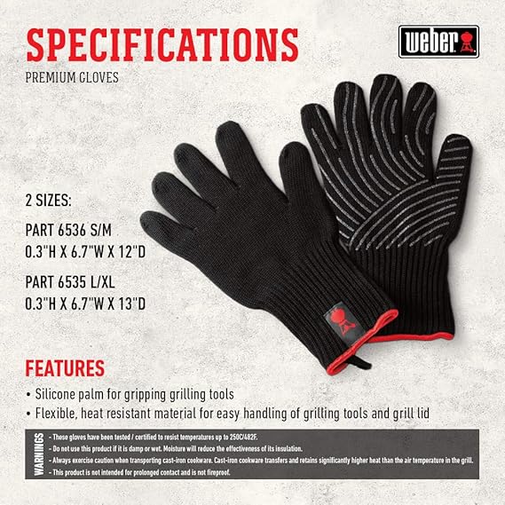 Weber 6535 Premium Black Grilling Gloves Larg & XL