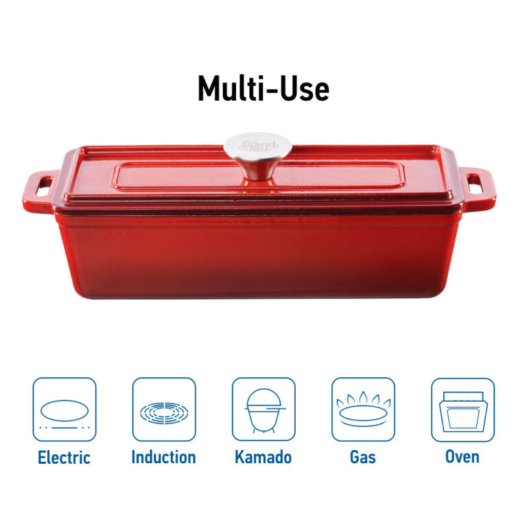 Grand Feu Cast iron baking dish with lid Grand FEU 1.7 L (Red)
