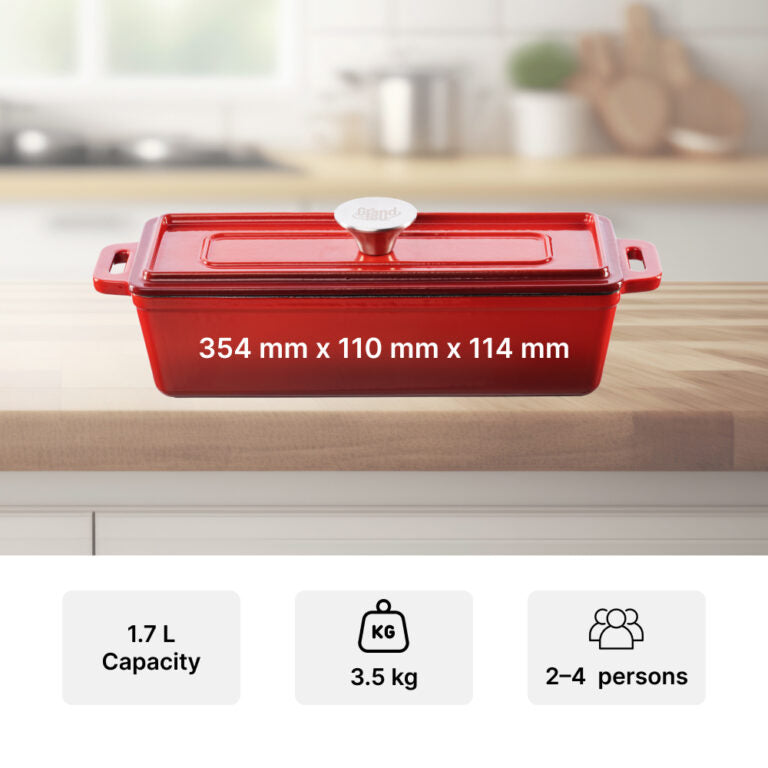 Grand Feu Cast iron baking dish with lid Grand FEU 1.7 L (Red)